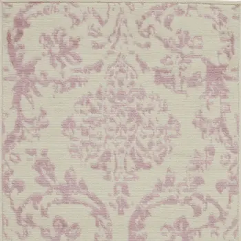 2' X 4' Cream Damask Power Loom Area Rug