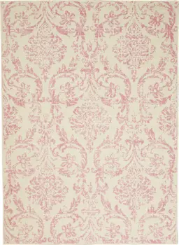 4' X 6' Cream Damask Power Loom Area Rug