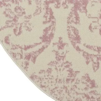 5' Cream Round Damask Power Loom Area Rug