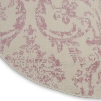 5' Cream Round Damask Power Loom Area Rug
