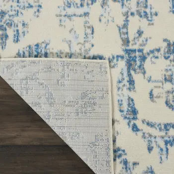 8' X 10' Cream Damask Power Loom Non Skid Area Rug