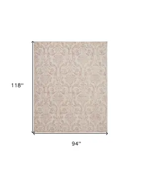 8' X 10' Cream Damask Power Loom Area Rug
