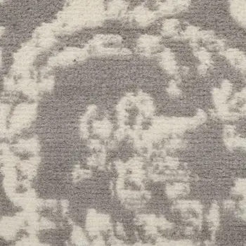 2' X 4' Gray Damask Power Loom Area Rug