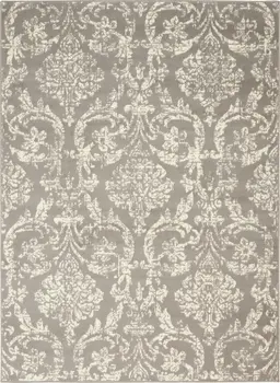 4' X 6' Gray Damask Power Loom Area Rug
