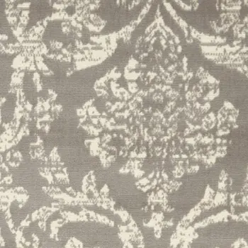 4' X 6' Gray Damask Power Loom Area Rug