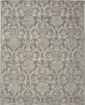 8' X 10' Gray Damask Power Loom Area Rug
