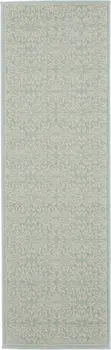 7' Aqua Floral Power Loom Runner Rug