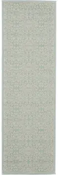 7' Aqua Floral Power Loom Runner Rug