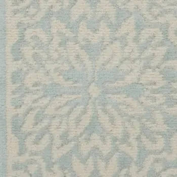 7' Aqua Floral Power Loom Runner Rug