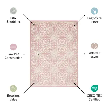 7' Aqua Floral Power Loom Runner Rug