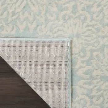 2' X 4' Aqua Floral Power Loom Area Rug