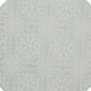 5' Aqua Round Floral Power Loom Area Rug