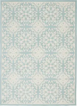6' X 9' Aqua Floral Power Loom Area Rug