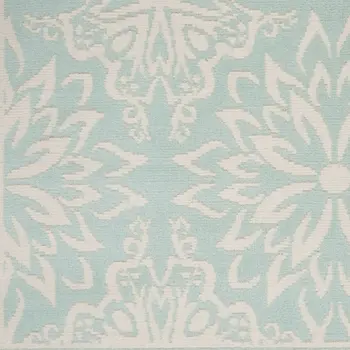 6' X 9' Aqua Floral Power Loom Area Rug