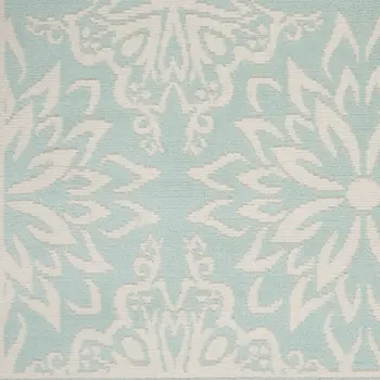 6' X 9' Aqua Floral Power Loom Area Rug