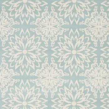5' X 7' Blue and Ivory Floral Medallion Power Loom Area Rug