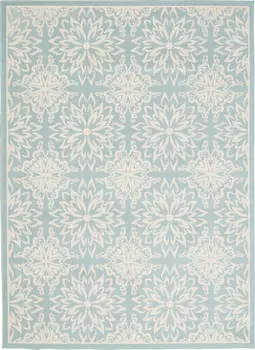 5' X 7' Blue and Ivory Floral Medallion Power Loom Area Rug