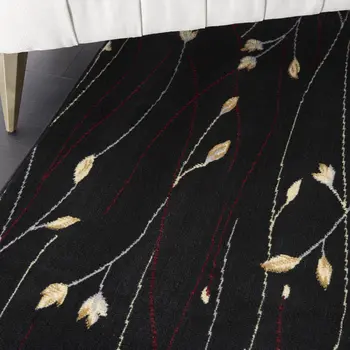 8' X 10' Black and Ivory Floral Power Loom Non Skid Area Rug