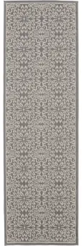 7' Gray Floral Power Loom Runner Rug