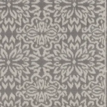 7' Gray Floral Power Loom Runner Rug