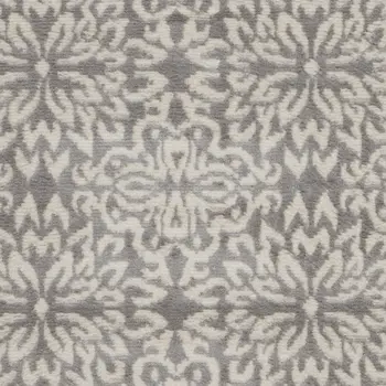 2' X 4' Gray Floral Power Loom Area Rug