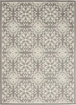 5' X 7' Gray Floral Power Loom Area Rug