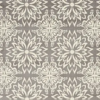 6' X 9' Gray Floral Power Loom Area Rug