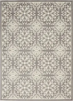 4' X 6' Gray Floral Power Loom Non Skid Area Rug