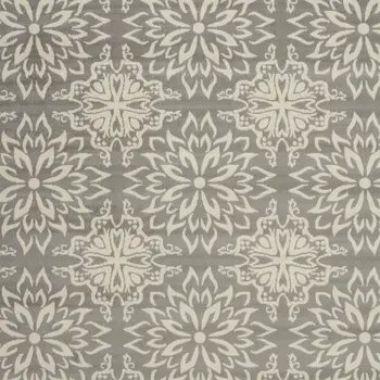 7' X 10' Gray Floral Power Loom Area Rug