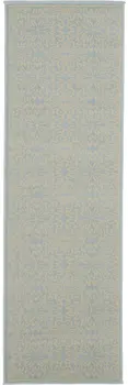 7' Light Blue Floral Power Loom Runner Rug