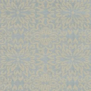 7' Light Blue Floral Power Loom Runner Rug