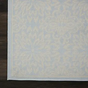 2' X 4' Light Blue Floral Power Loom Area Rug