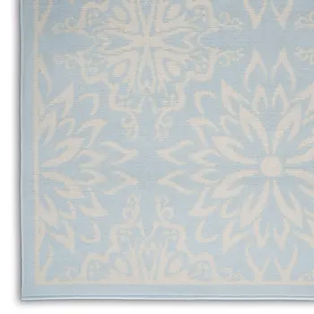 5' X 7' Light Blue Floral Power Loom Area Rug