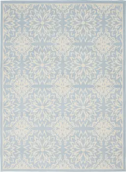 4' X 6' Light Blue Floral Power Loom Area Rug