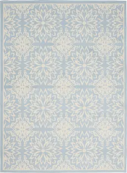 4' X 6' Light Blue Floral Power Loom Area Rug