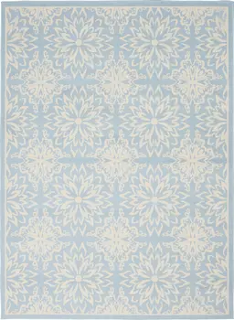 6' X 9' Light Blue Floral Power Loom Area Rug