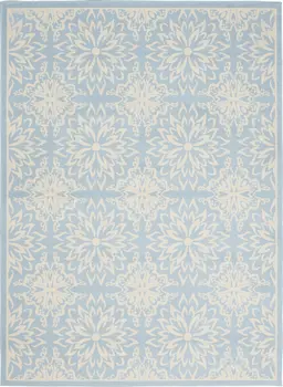 6' X 9' Light Blue Floral Power Loom Area Rug