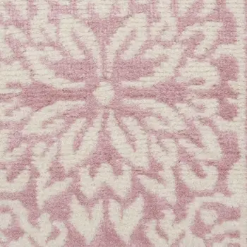 7' Pink Floral Power Loom Runner Rug