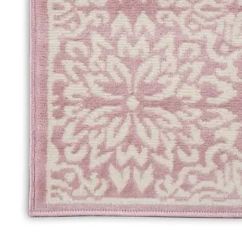 7' Pink Floral Power Loom Runner Rug