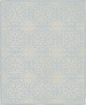 8' X 10' Light Blue Floral Power Loom Area Rug