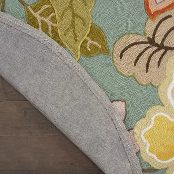 6' Green Round Floral Hand Hooked Handmade Area Rug