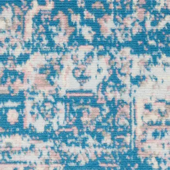 6' X 9' Blue Damask Power Loom Area Rug