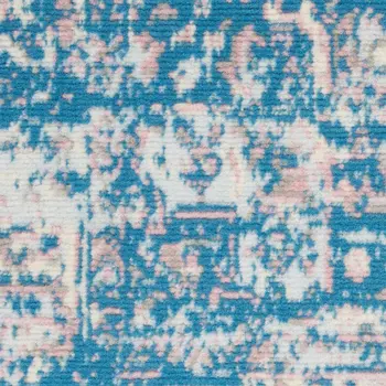 5' X 7' Blue Damask Power Loom Area Rug