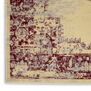 7' X 10' Cream Damask Power Loom Area Rug