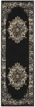 8' Cream Damask Power Loom Runner Rug