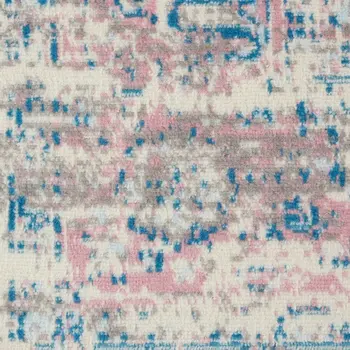10' Pink And Ivory Medallion Runner Rug
