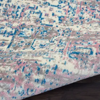 10' Pink And Ivory Medallion Runner Rug