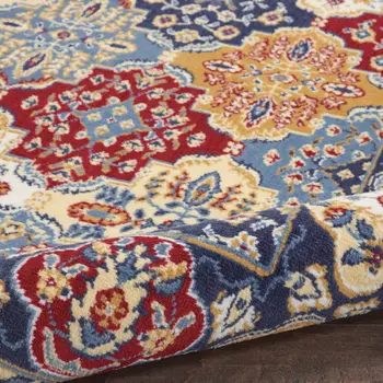 5' X 7' Red Damask Power Loom Area Rug