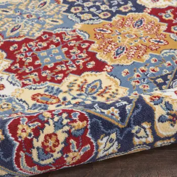 8' X 10' Red Damask Power Loom Area Rug