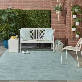 9' X 12' Aqua Indoor Outdoor Area Rug